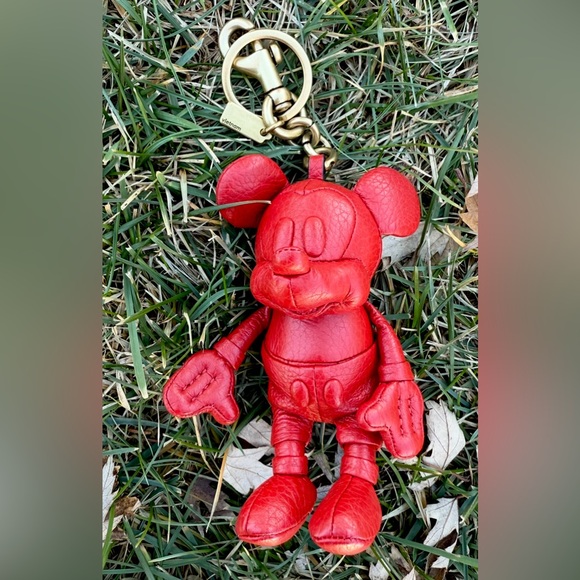 Red Leather Mickey Mouse key ring